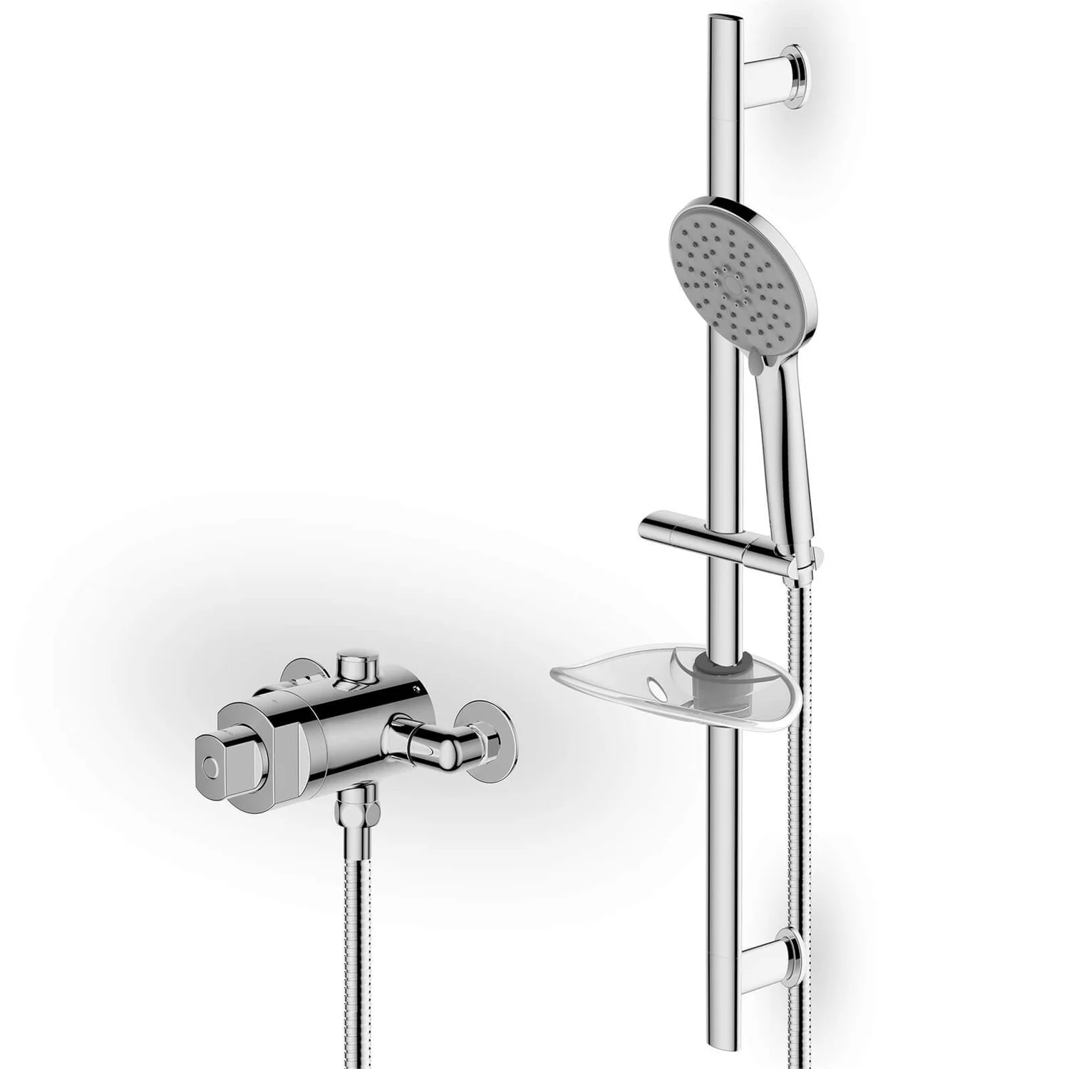 Glenoe Thermostatic Concentric Mixer Shower Tap - Chrome 3 Glenoe Thermostatic Concentric Mixer Shower Tap - Chrome