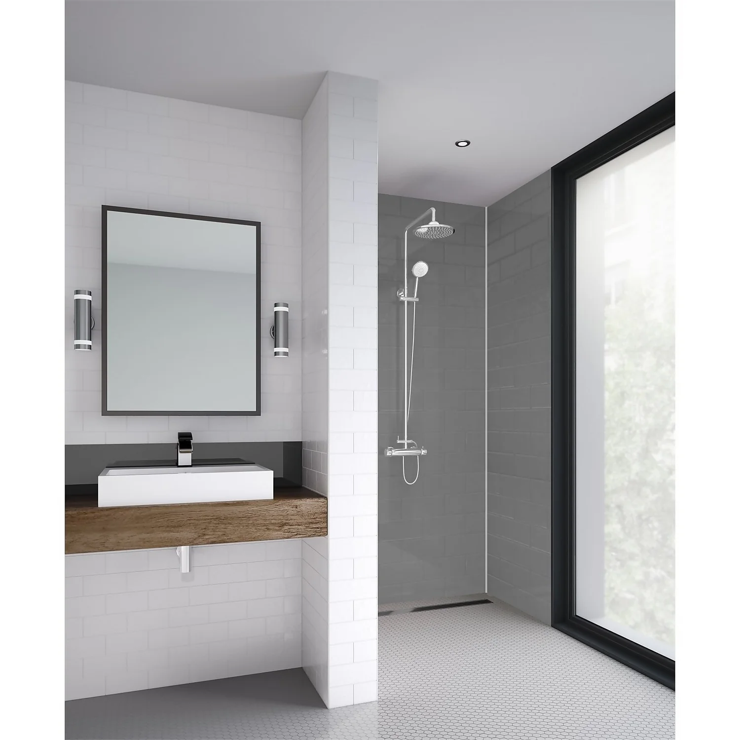 Wetwall Grey 3 Sided Shower Kit - Composite 3 Wetwall Grey 3 Sided Shower Kit - Composite