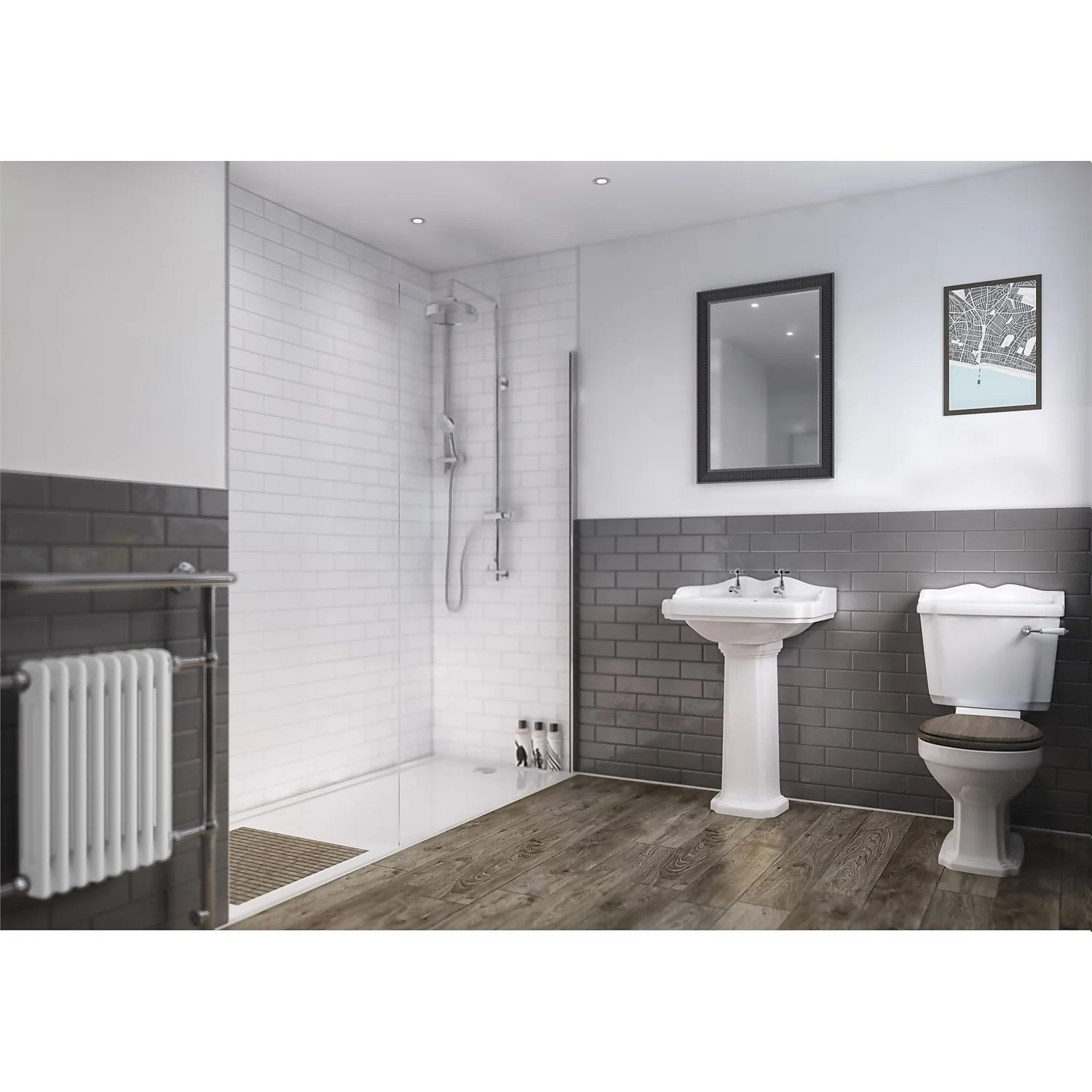 Wetwall White 2 Sided Shower Kit - Composite 3 Wetwall White 2 Sided Shower Kit - Composite