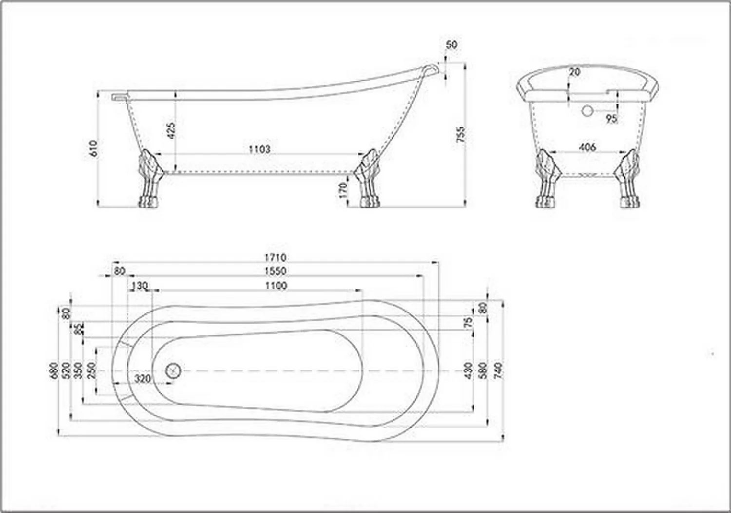 Bathstore Kingham Slipper Roll Top Bath With Silver Feet 4 Bathstore Kingham Slipper Roll Top Bath With Silver Feet - Image 2