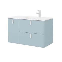Bathstore Sketch 900 Left Hand Inset Basin And Unit - Powder Blue