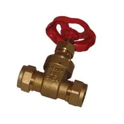 None Gate Valve In Brass & Red - 15mm