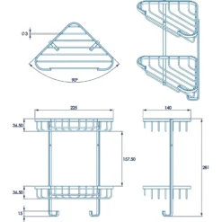 Croydex 2 Tier Corner Basket - Small -Triton None Store 12845011 8574832977170081