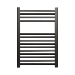 None Ladder Style Heated Towel Rail Radiator With 14 Horizontal Round Tubes 750mm X 500mm - Anthracite