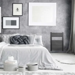 None Ladder Style Heated Towel Rail Radiator With 14 Horizontal Round Tubes 750mm X 500mm - Anthracite -Triton None Store 12845070 1984843748002176