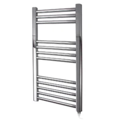 None Ladder Style Heated Towel Rail Radiator With 12 Horizontal Round Tubes 700mm X 400mm - Chrome