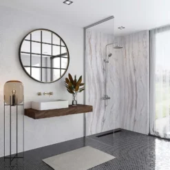 Wetwall Elite Tongue & Grooved Shower Wall Panel Marmo Linea - 2420mm X 600mm X 10mm -Triton None Store 12881382 9694898495848926