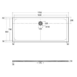 Bathstore RAK Slate Shower Tray White 1700x800mm -Triton None Store 12887529 3134920323122557