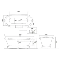Bathstore Versailles Cast Iron Bath 1800 X 780mm With 2 Tap Holes -Triton None Store 12890601 8514918177549263