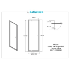 Bathstore Gleam Hinged Door Shower Enclosure - 700mm -Triton None Store 12891149 2185030706678030