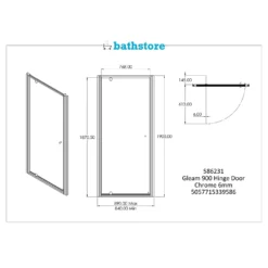 Bathstore Gleam Hinged Door Shower Enclosure - 900mm -Triton None Store 12891152 8175030706832818