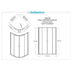 Bathstore Gleam 900x900 Quadrant Door - 6mm -Triton None Store 12891185 1815025276099240