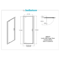 Bathstore Lustre Hinged Shower Door - 800mm -Triton None Store 12891209 8655030699710512