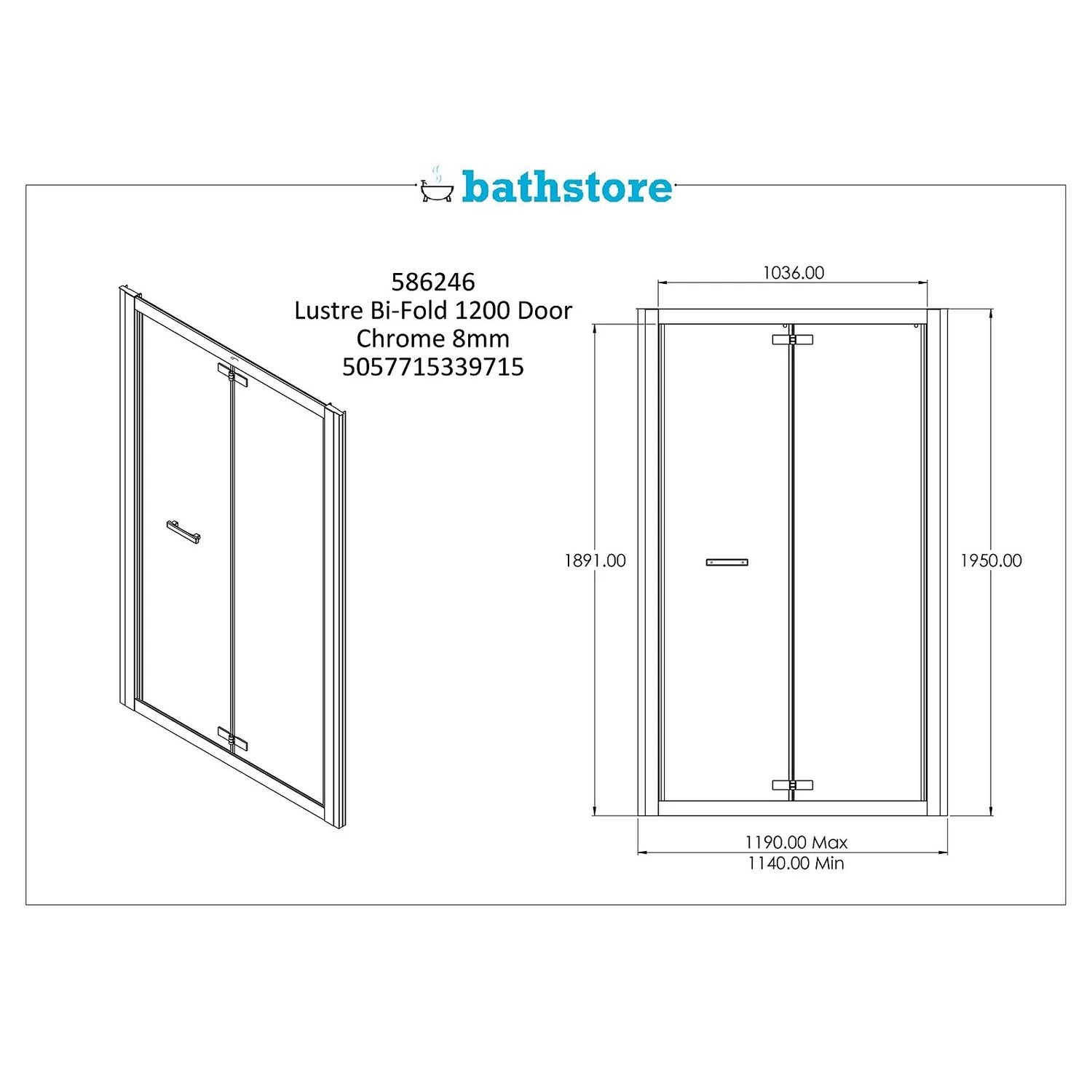Bathstore Lustre 1200mm Bi-Fold Door 6 Bathstore Lustre 1200mm Bi-Fold Door - Image 4