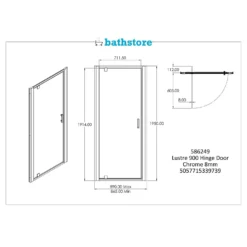 Bathstore Lustre Hinged Shower Door - 900mm -Triton None Store 12891218 1515030699648067