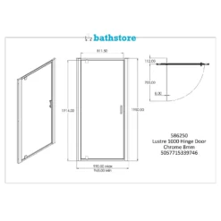 Bathstore Lustre Hinged Shower Door - 1000mm -Triton None Store 12891223 6935030701616466