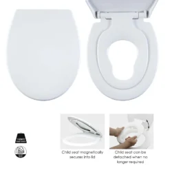 Aqualona Soft Close 2 In 1 Family Toilet Seat With Built-in Detachable Child Seat - White -Triton None Store 12891554 2084907823021126