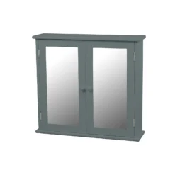 Classic Grey Mirrored Double Door Bathroom Cabinet
