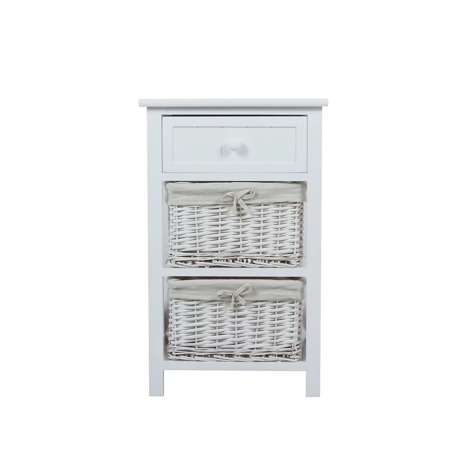 Classic White Bathroom Storage Unit - Wooden & Willow Drawers 4 Classic White Bathroom Storage Unit - Wooden & Willow Drawers - Image 2