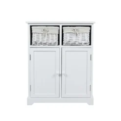 Classic White Bathroom Storage Unit With Willow Baskets -Triton None Store 12892321 1574876481578089