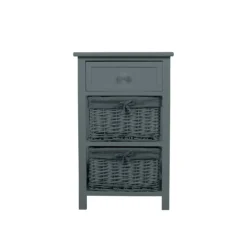 Classic Grey Bathroom Storage Unit - Wooden & Willow Drawers -Triton None Store 12892323 3894876481540502