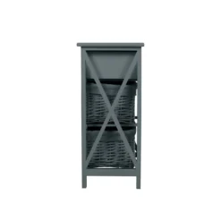 Classic Grey Bathroom Storage Unit - Wooden & Willow Drawers -Triton None Store 12892323 7444876481579988