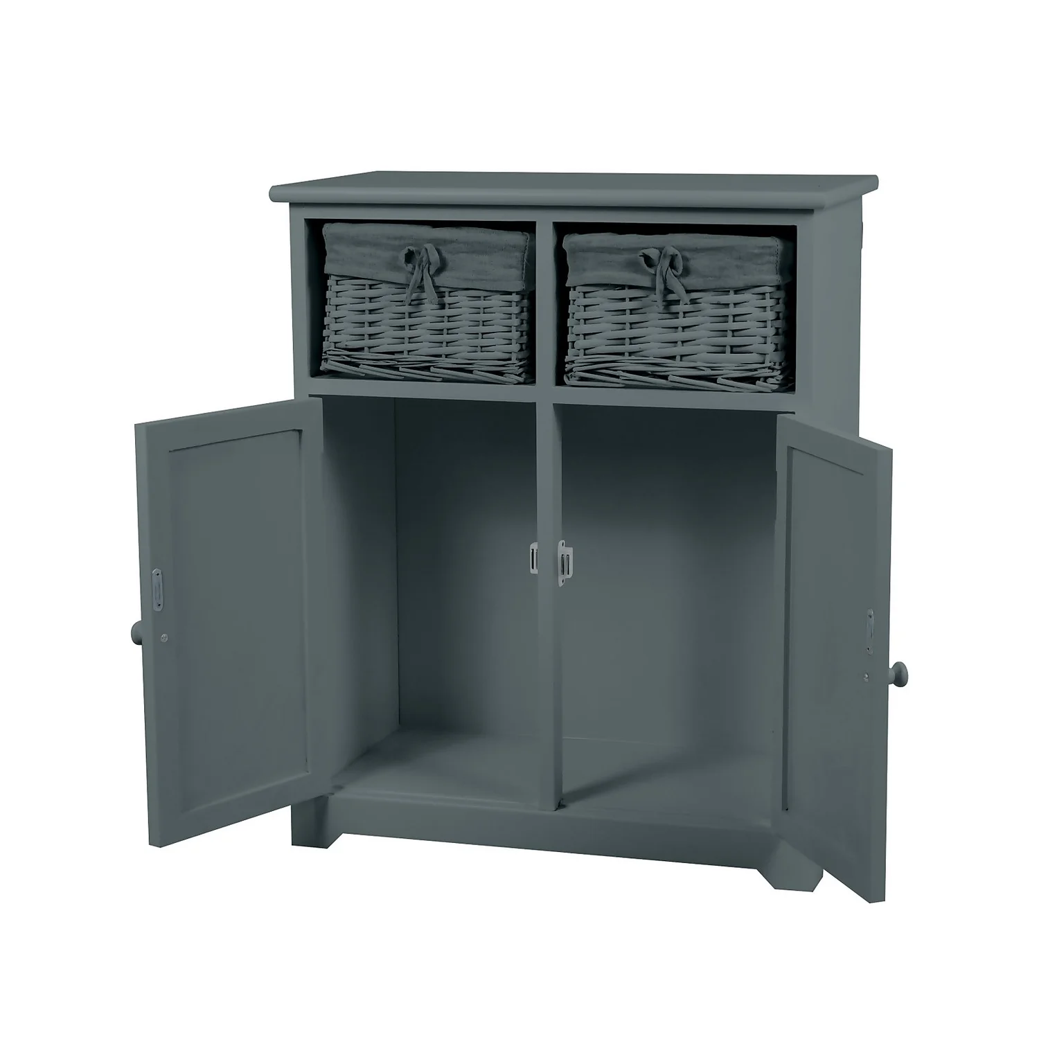 Classic Grey Bathroom Storage Unit With Willow Baskets 4 Classic Grey Bathroom Storage Unit With Willow Baskets - Image 2