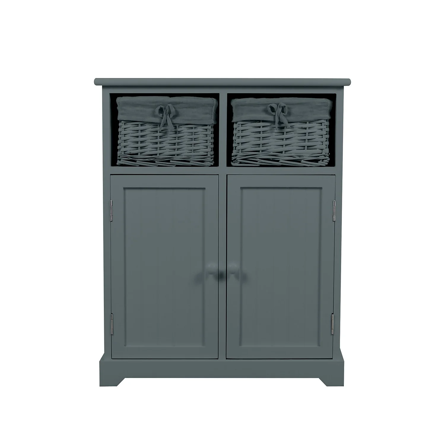 Classic Grey Bathroom Storage Unit With Willow Baskets 5 Classic Grey Bathroom Storage Unit With Willow Baskets - Image 3