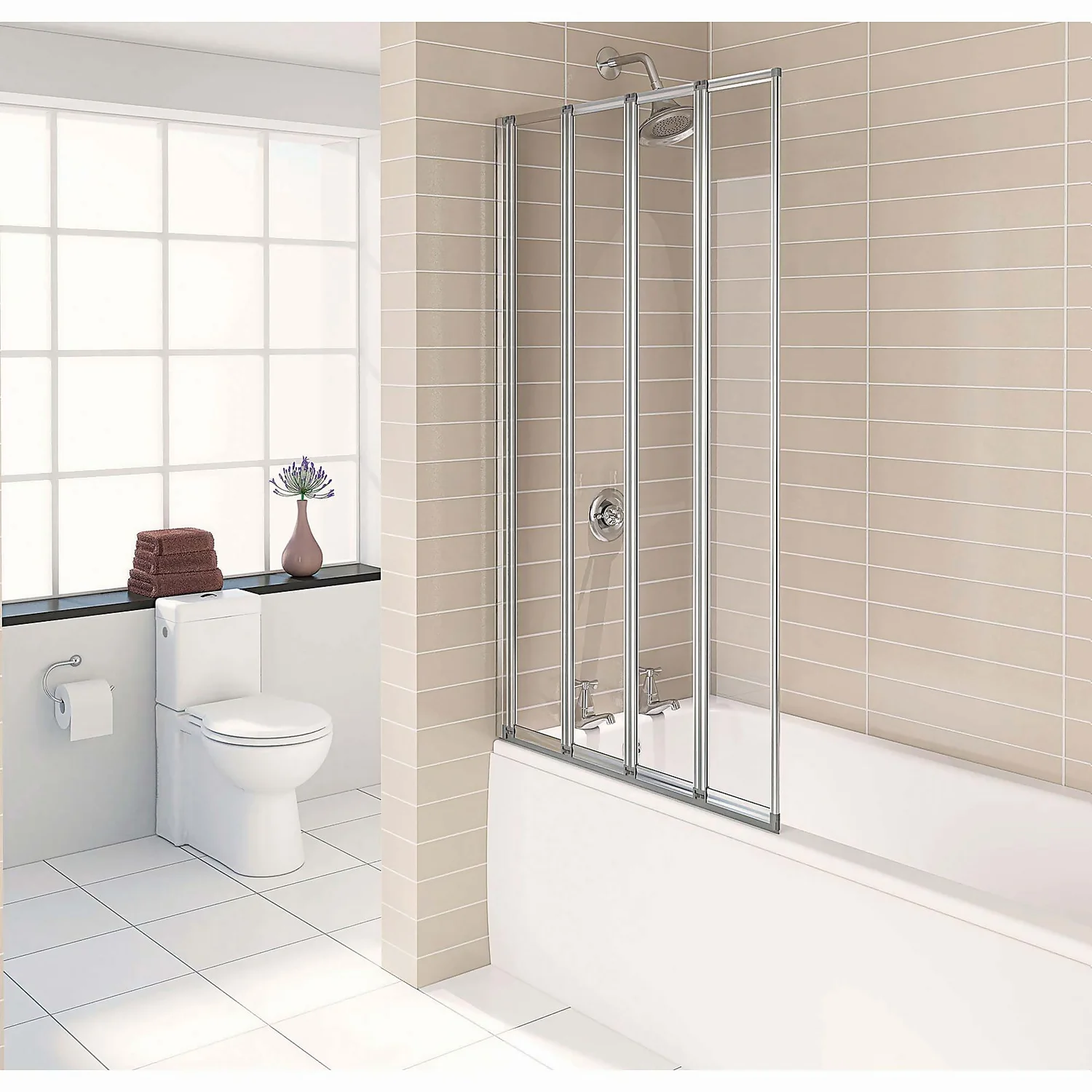 Aqualux 4 Fold Bathscreen - 840 X 1400 X 4mm 3 Aqualux 4 Fold Bathscreen - 840 X 1400 X 4mm