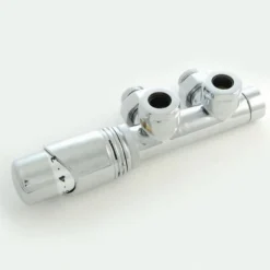 Bathstore Chrome Corner Dual Fuel Thermostatic Radiator Valve & Lockshield Set