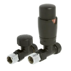 Bathstore Black Straight Thermostatic Radiator Valve & Lockshield Set