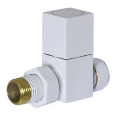 Bathstore White Straight Square Manual Radiator Valve & Lockshield Set