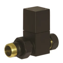 Bathstore Black Straight Square Manual Radiator Valve & Lockshield Set