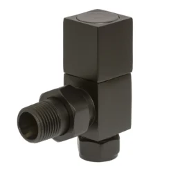 Bathstore Black Angled Square Manual Radiator Valve & Lockshield Set