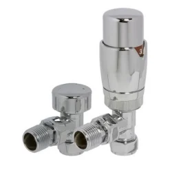 Bathstore Chrome Angled Thermostatic Radiator Valve & Lockshield Set