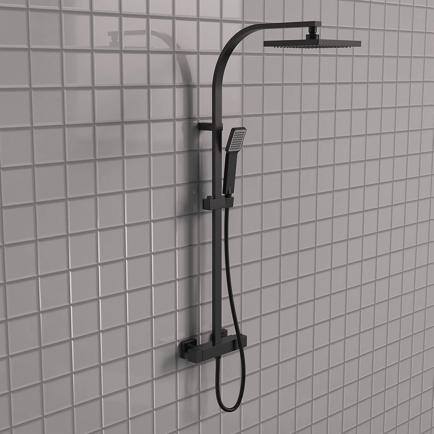 Bathstore Aero Exposed Thermostatic Shower System Matt Black 4 Bathstore Aero Exposed Thermostatic Shower System Matt Black - Image 2