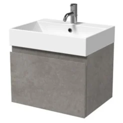 Bathstore Mino 500mm Basin & Wall Mounted Vanity Unit - Concrete