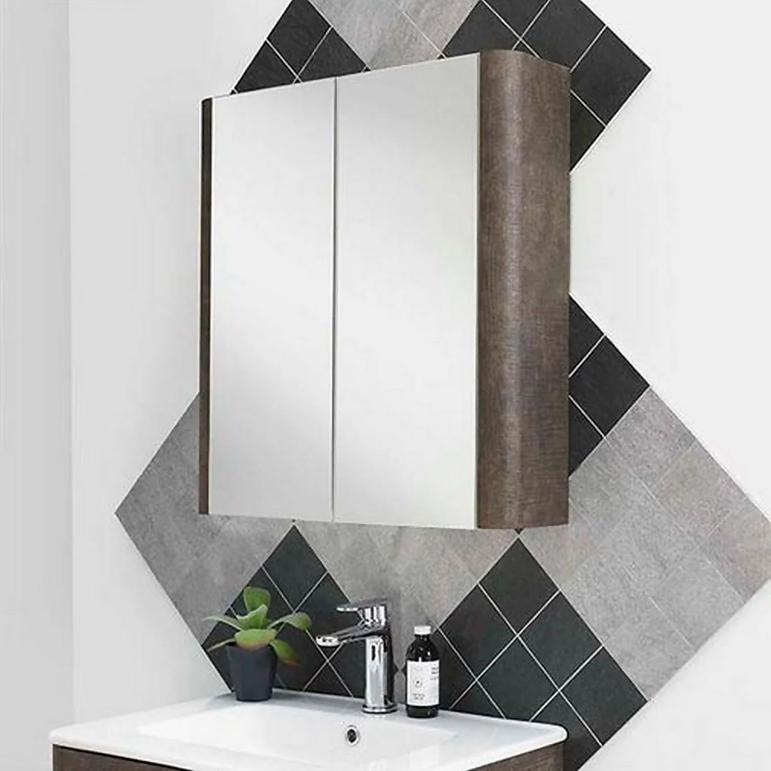 Bathstore Linen 800mm Mirror Wall Cabinet - Rust 5 Bathstore Linen 800mm Mirror Wall Cabinet - Rust - Image 3