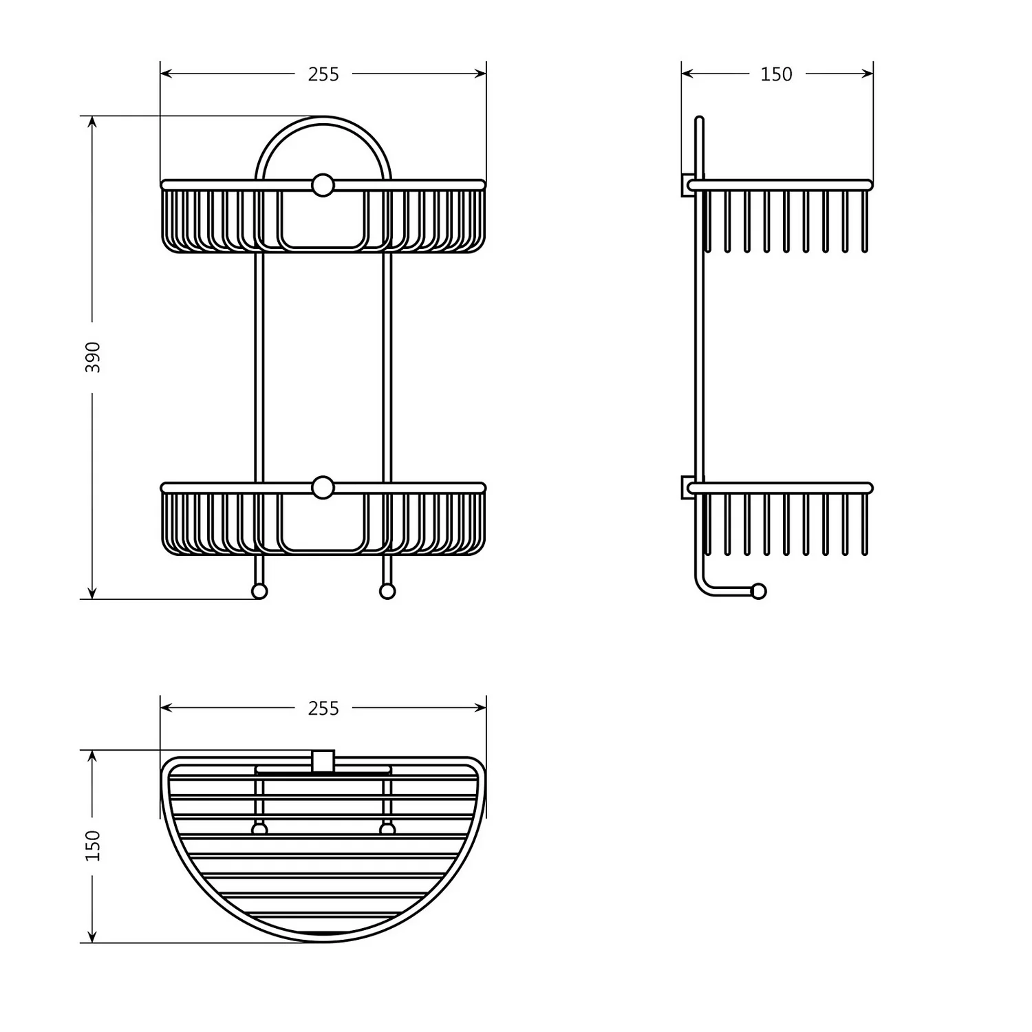 Bathstore Wire Double Semi Circle Basket 5 Bathstore Wire Double Semi Circle Basket - Image 3