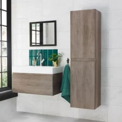 Bathstore Mino Tall Wall Mounted Unit - Nebraska Oak -Triton None Store 13050443 5155018732448990