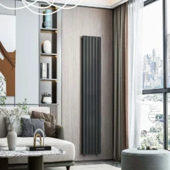 VURTU1 Vertical Double Panel Radiator 1800mm X 410mm - Black -Triton None Store 13109566 2724904157926712