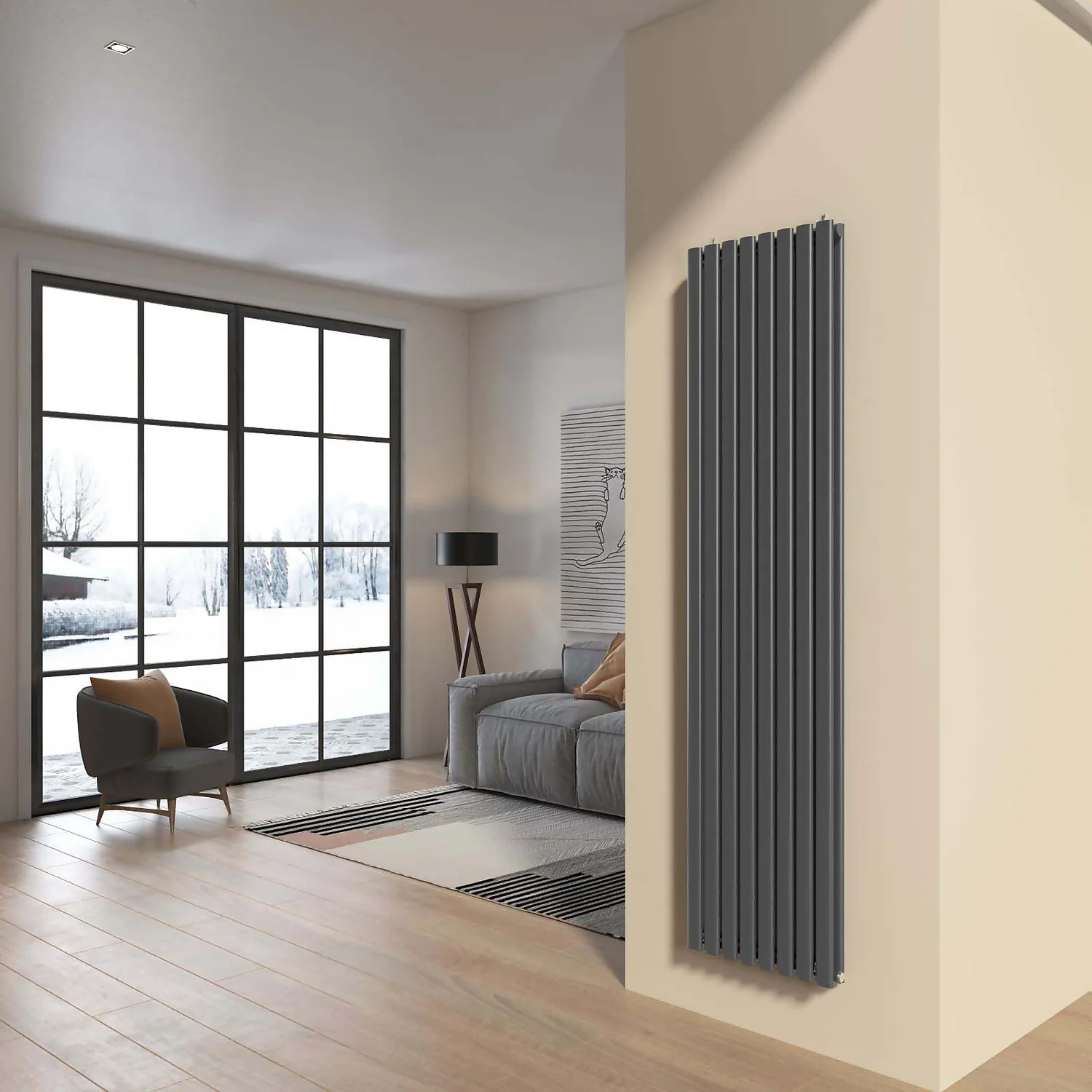 VURTU2 Vertical Double Panel Radiator 1800mm X 480mm - Anthracite 7 VURTU2 Vertical Double Panel Radiator 1800mm X 480mm - Anthracite - Image 5