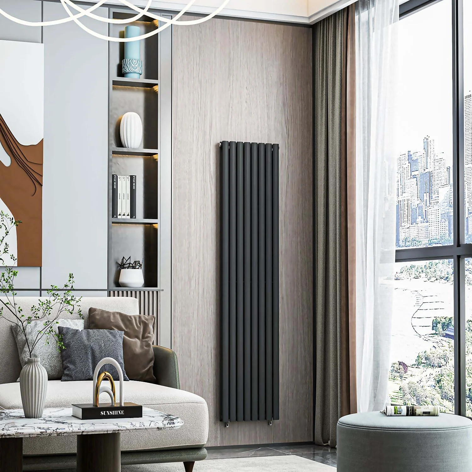 VURTU2 Vertical Double Panel Radiator 1600mm X 480mm - Black 7 VURTU2 Vertical Double Panel Radiator 1600mm X 480mm - Black - Image 5