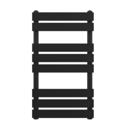 VURTU4 Luxury Ladder Style Heated Towel Rail Radiator With 8 Horizontal Flat Bars 800mm X 450mm - Black