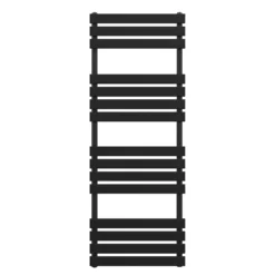 VURTU4 Luxury Designer Heated Towel Rail Radiator With 15 Horizontal Flat Bars 1600mm X 600mm - Black