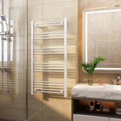 VURTU5 Luxury Ladder Style Heated Towel Rail Radiator & 17 Horizontal Round Tubes 1200mm X 600mm - White -Triton None Store 13109588 1724904158894248