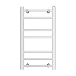 VURTU5 Luxury Ladder Style Heated Towel Rail Radiator With 7 Horizontal Round Tubes 700mm X 400mm - White