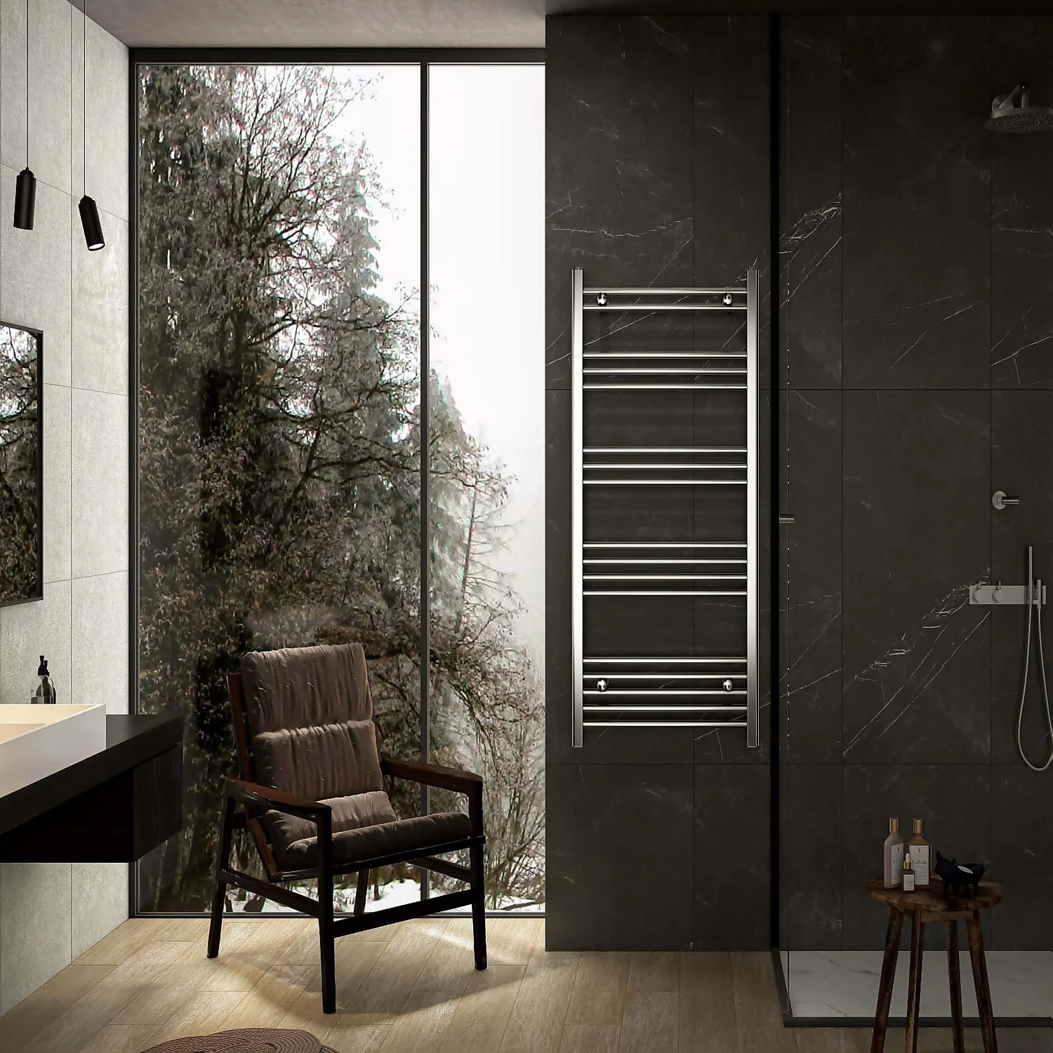 VURTU5 Vertical Ladder Style Radiator 1200mm X 600mm - Chrome 8 VURTU5 Vertical Ladder Style Radiator 1200mm X 600mm - Chrome - Image 6