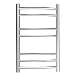 VURTU6 Luxury Ladder Style Heated Towel Rail Radiator With 7 Horizontal Round Tubes 700mm X 400mm - Chrome