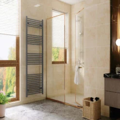 VURTU5 Ladder Style Heated Towel Rail Radiator With 30 Horizontal Round Tubes 1800mm X 600mm - Anthracite -Triton None Store 13109597 8444904159069031